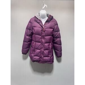 L.L.Bean Goose Down Puffer Jacket Womens Purple Hooded Winter Coat Outdoor